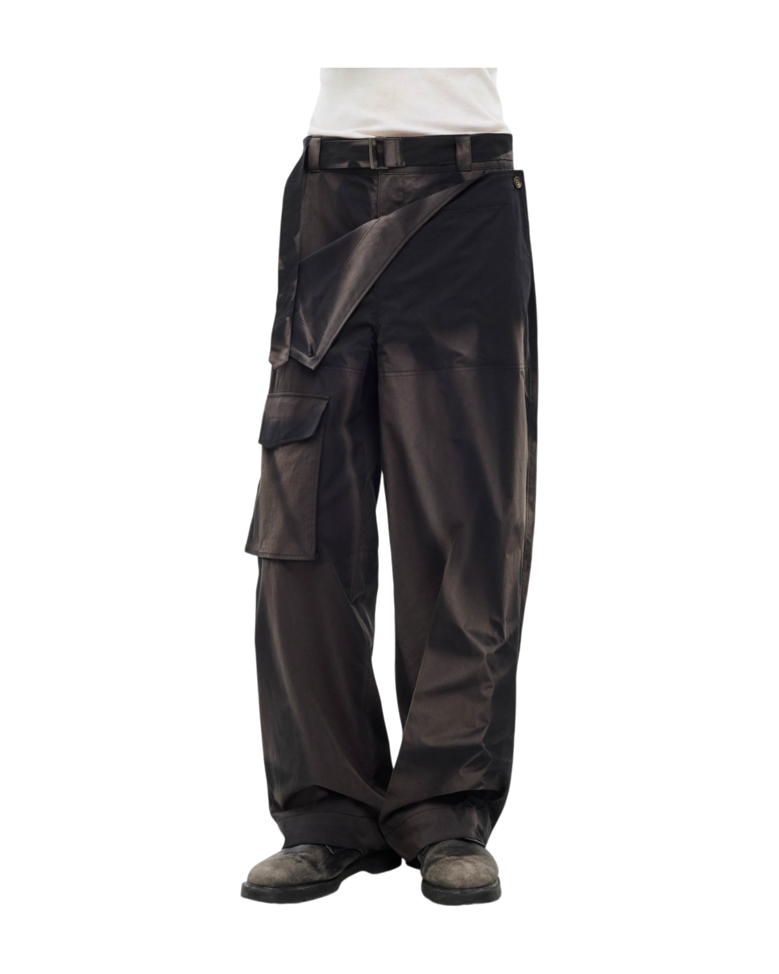 Jiyong Kim Sun-Bleached Double Front Wide Trousers Black