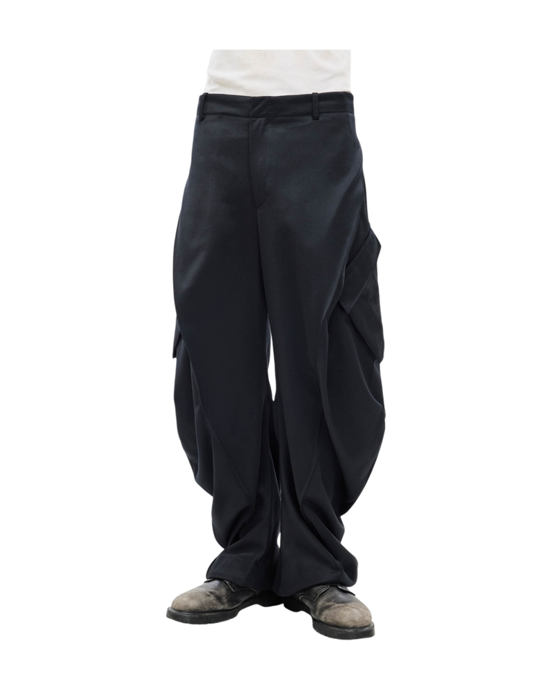 Jiyong Kim Curved Multi Pocket Trousers Black