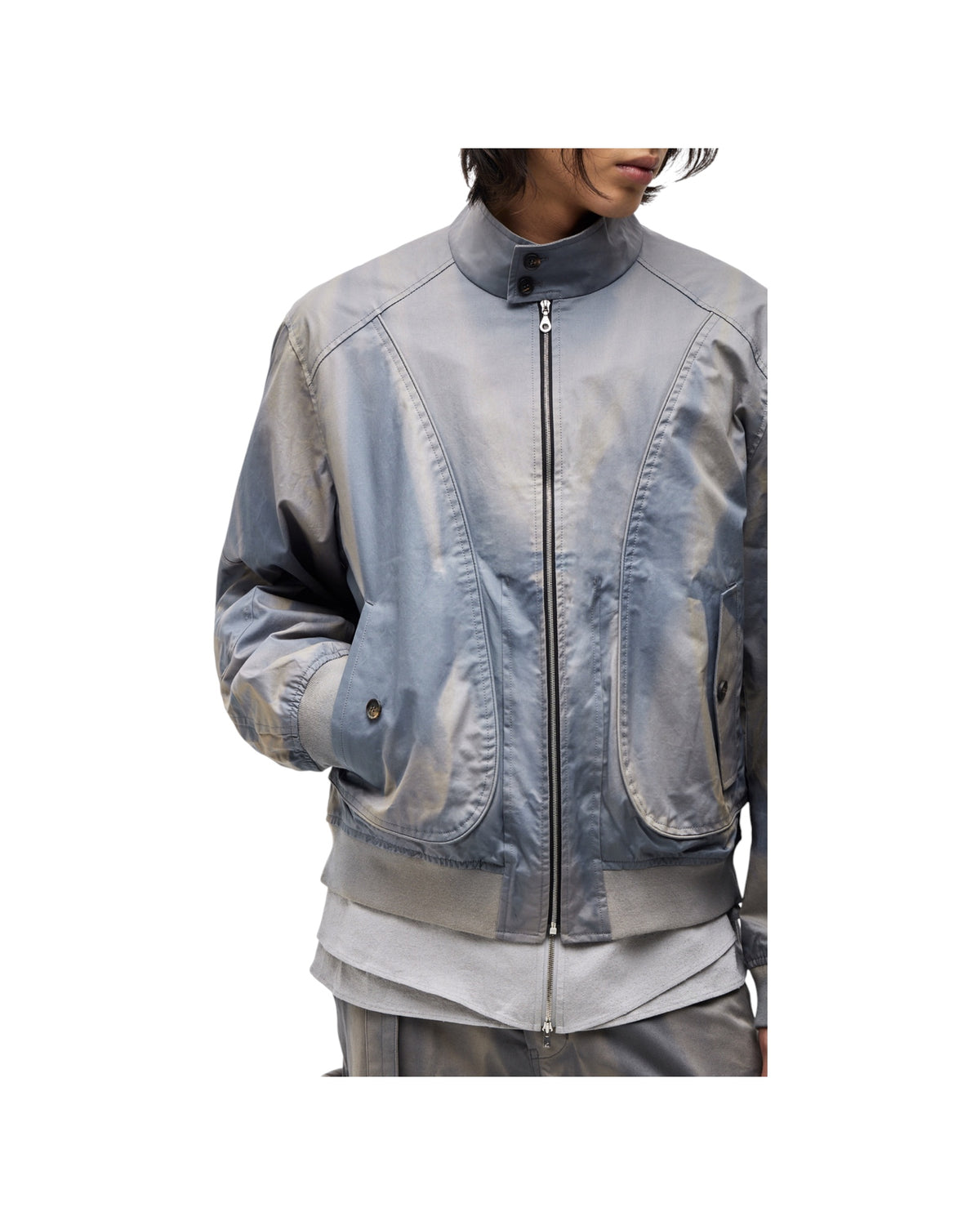 Jiyong Kim Sun-Bleached High Neck Blouson Blue