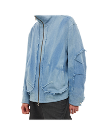 Jiyong Kim Sun-Bleached Raw Edged Jacket Light Blue