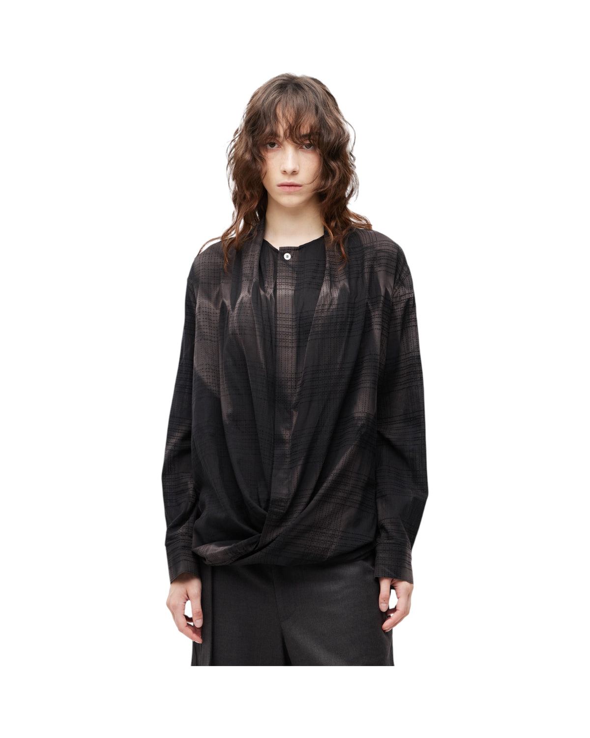 Jiyong Kim Sun-Bleached Drape Shirt Black