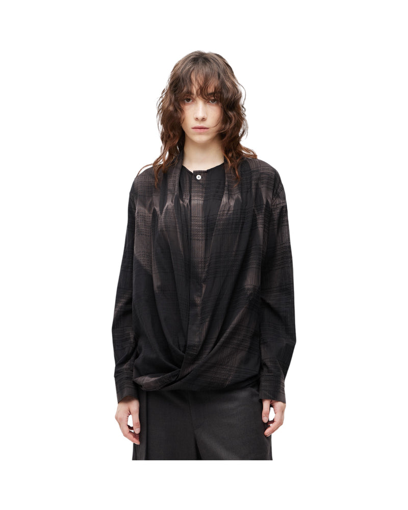 Jiyong Kim Sun-Bleached Drape Shirt Black