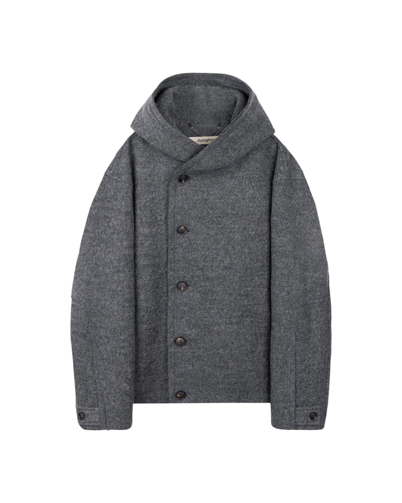 Jiyong Kim Hooded Wool Jacket Grey