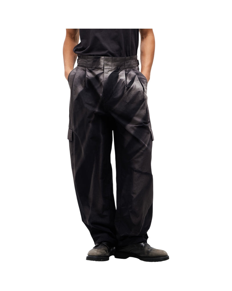 Jiyong Kim Sun-Bleached Pleated Trousers Black