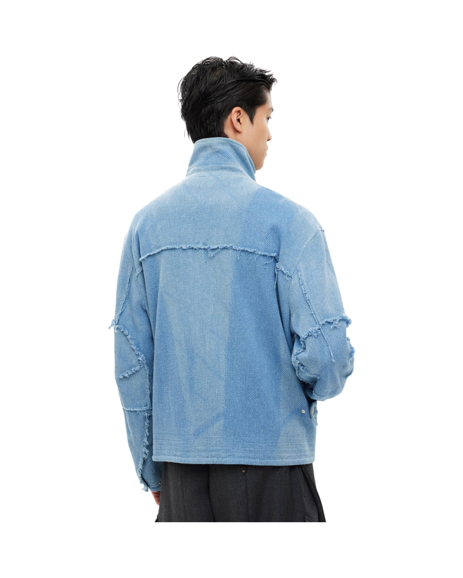 Jiyong Kim Sun-Bleached Raw Edged Jacket Light Blue