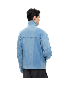 Jiyong Kim Sun-Bleached Raw Edged Jacket Light Blue