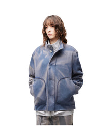 Jiyong Kim Sun-Bleached Blanket Jacket Blue