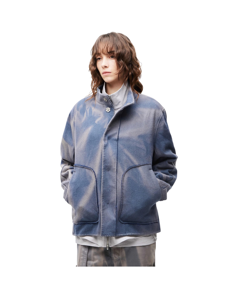 Jiyong Kim Sun-Bleached Blanket Jacket Blue