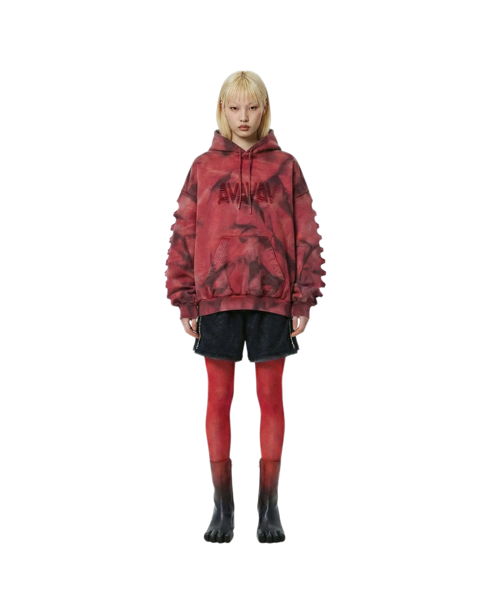 Avavav Os Shoulderless Hoodie Aop Red