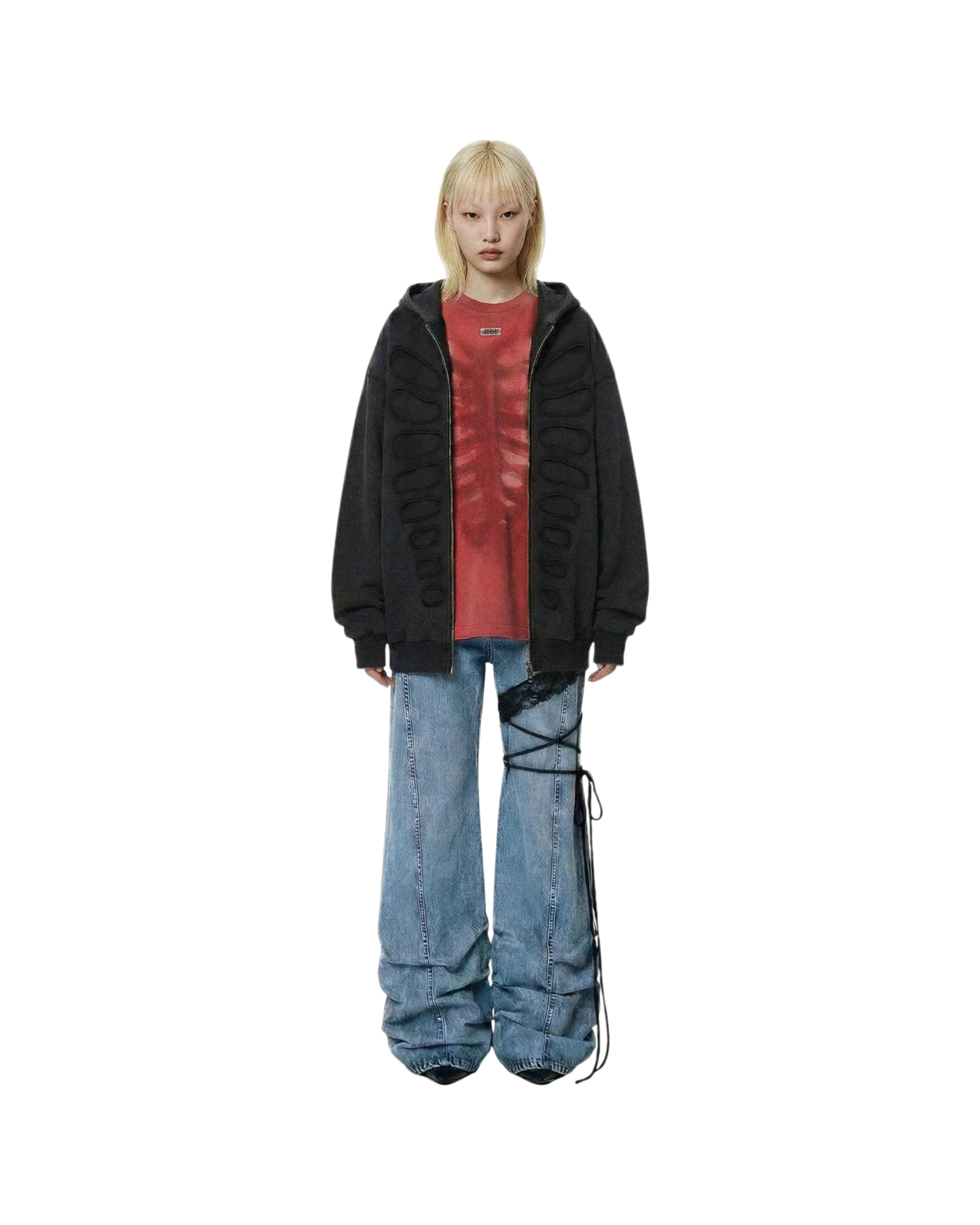 Avavav Os Shoulderless Hoodie Cut-Out Application Black