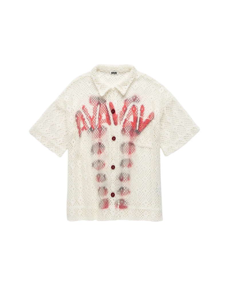 Avavav Short Sleeve Printed Crochet Shirt White