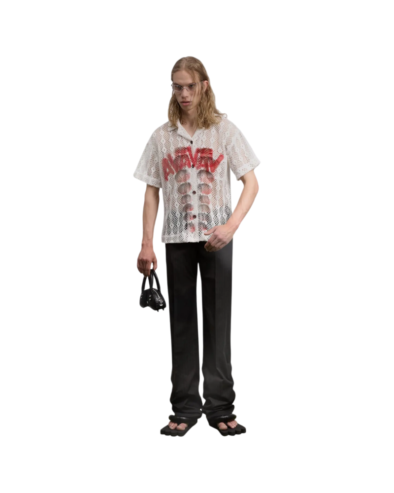 Avavav Short Sleeve Printed Crochet Shirt White