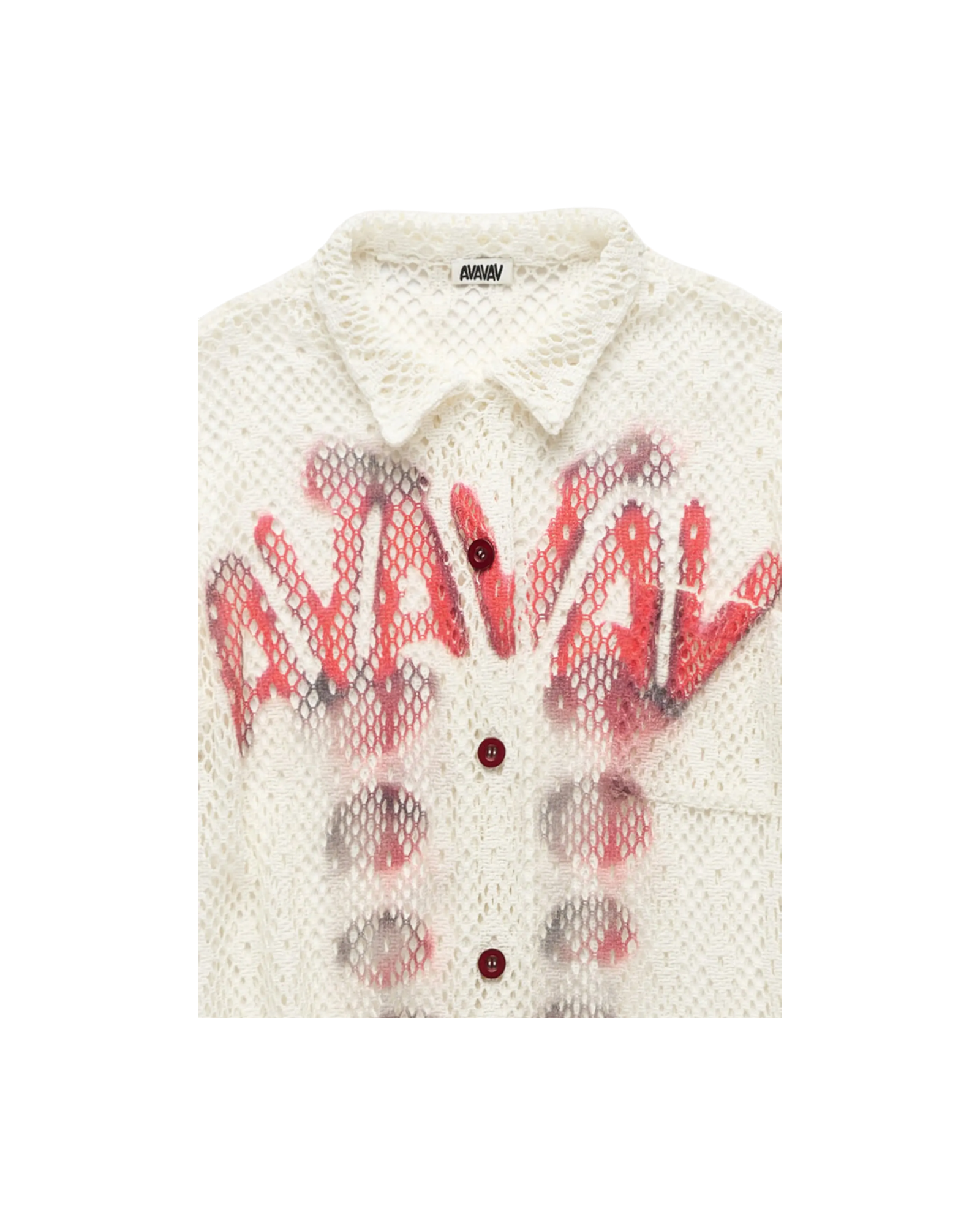Avavav Short Sleeve Printed Crochet Shirt White
