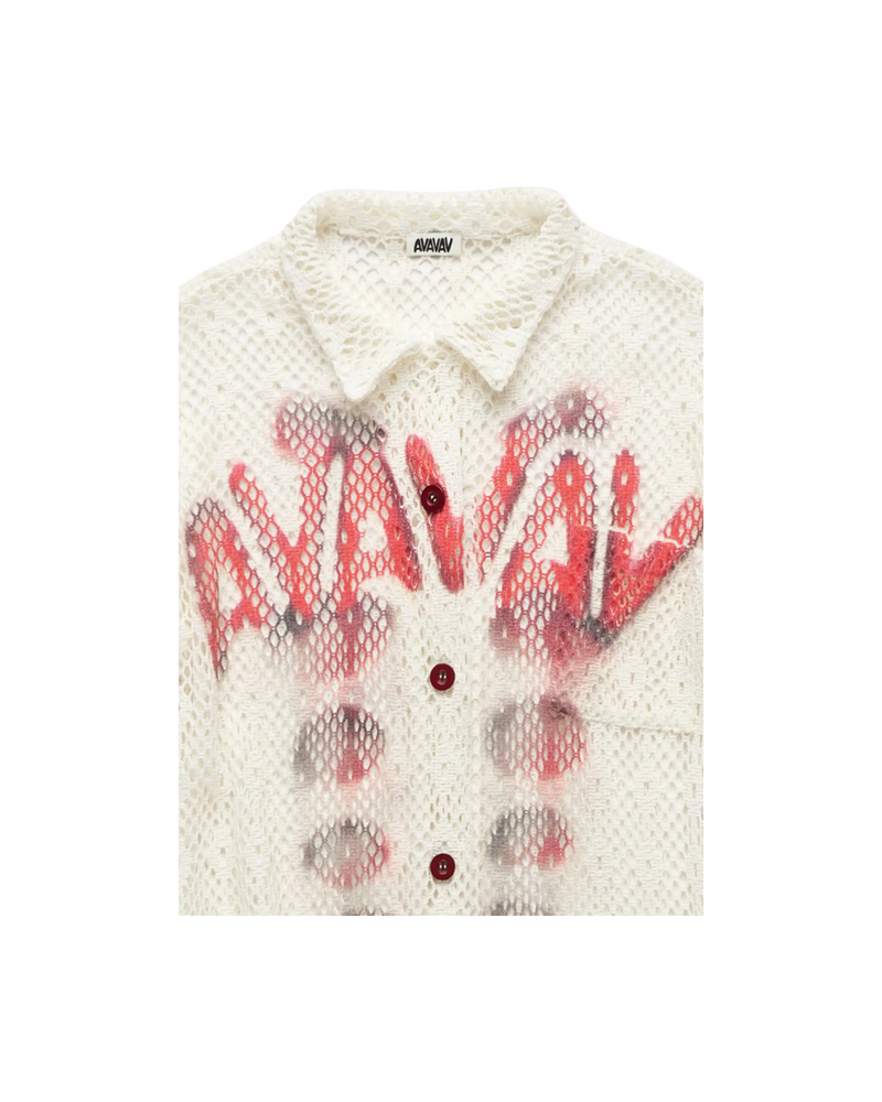 Avavav Short Sleeve Printed Crochet Shirt White