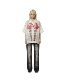 Avavav Short Sleeve Printed Crochet Shirt White