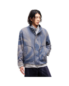 Jiyong Kim Sun-Bleached Blanket Jacket Blue