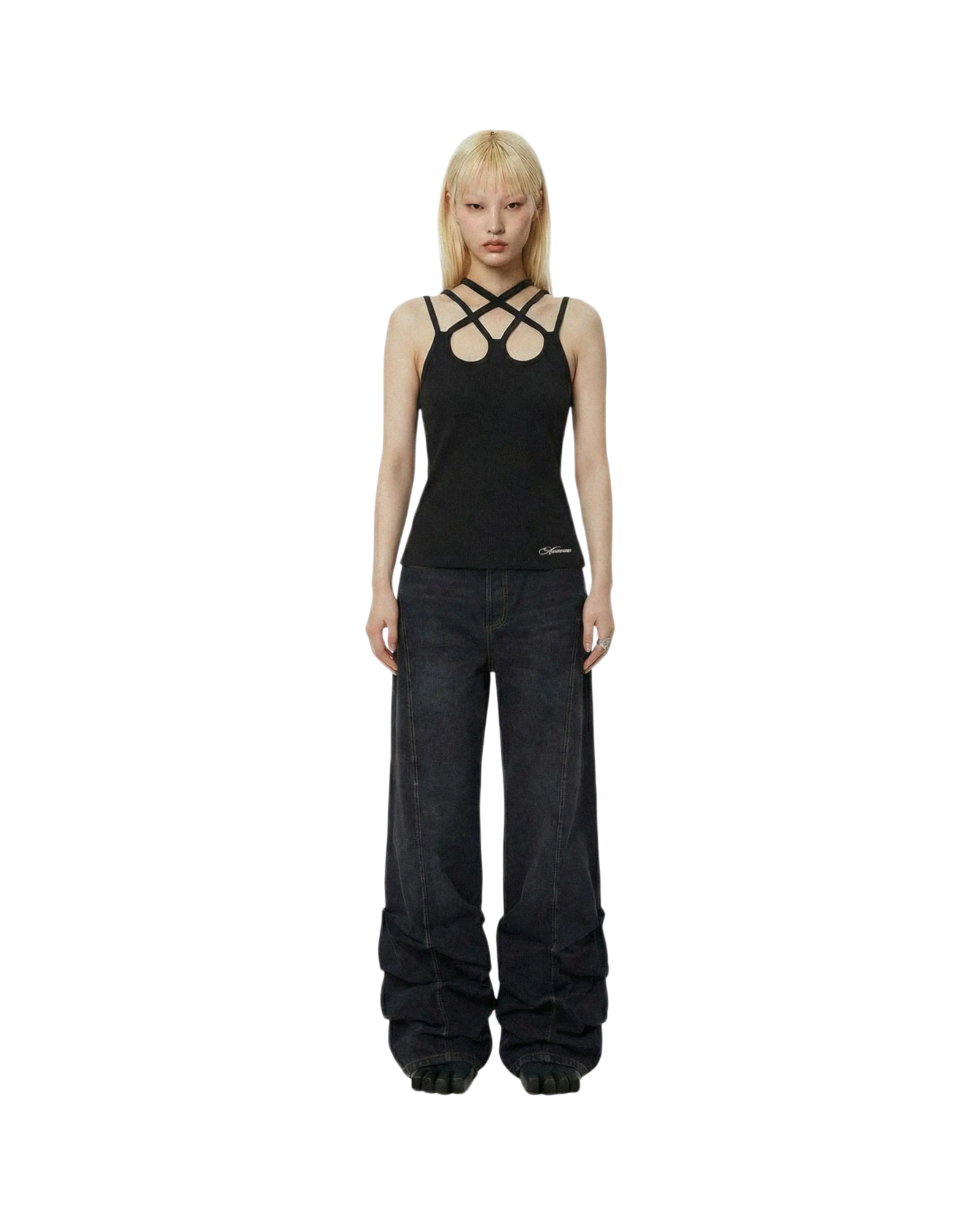 Avavav Multi Strap Script Logo Top Black