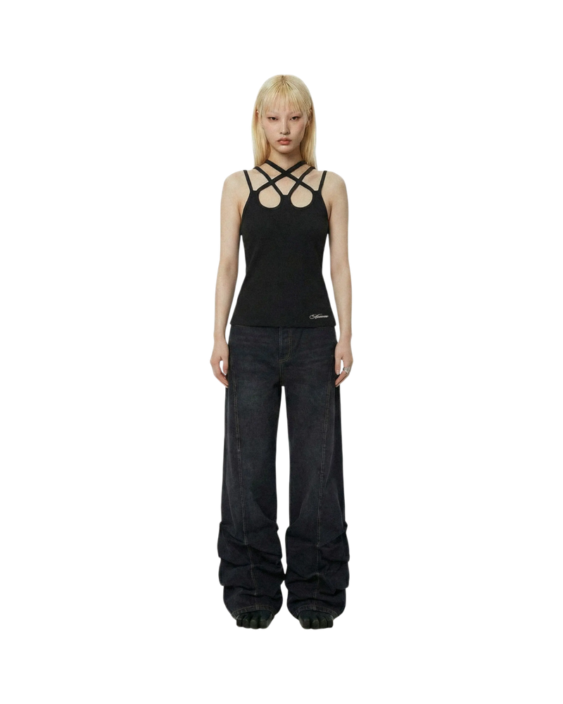 Avavav Multi Strap Script Logo Top Black