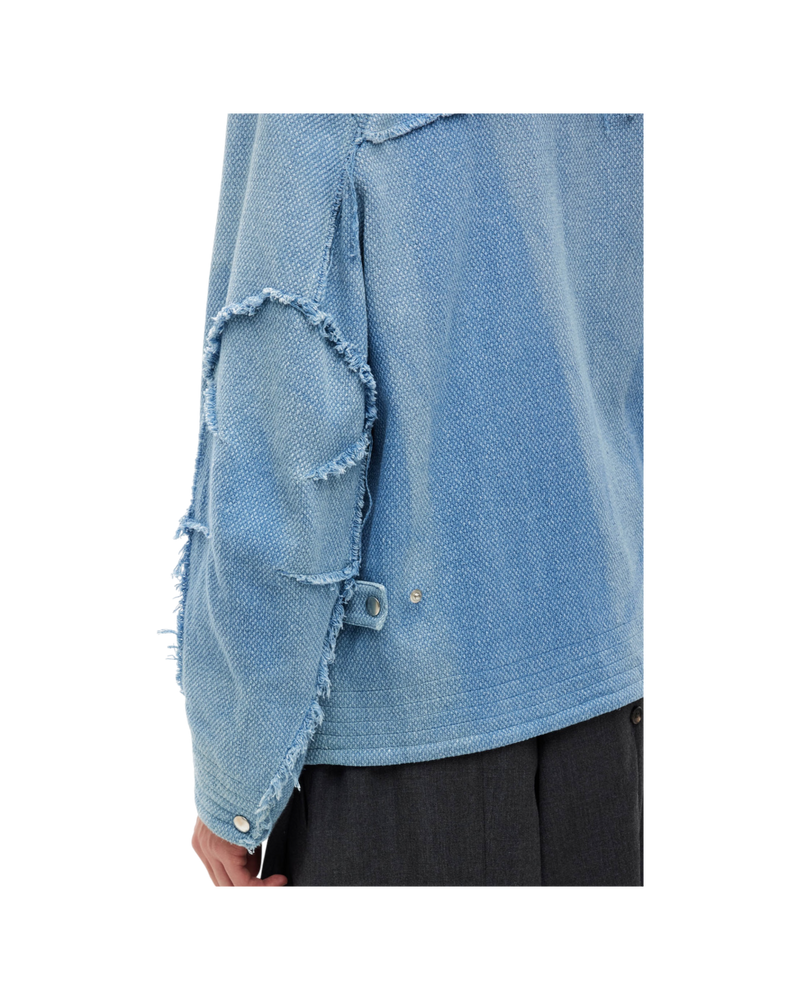 Jiyong Kim Sun-Bleached Raw Edged Jacket Light Blue