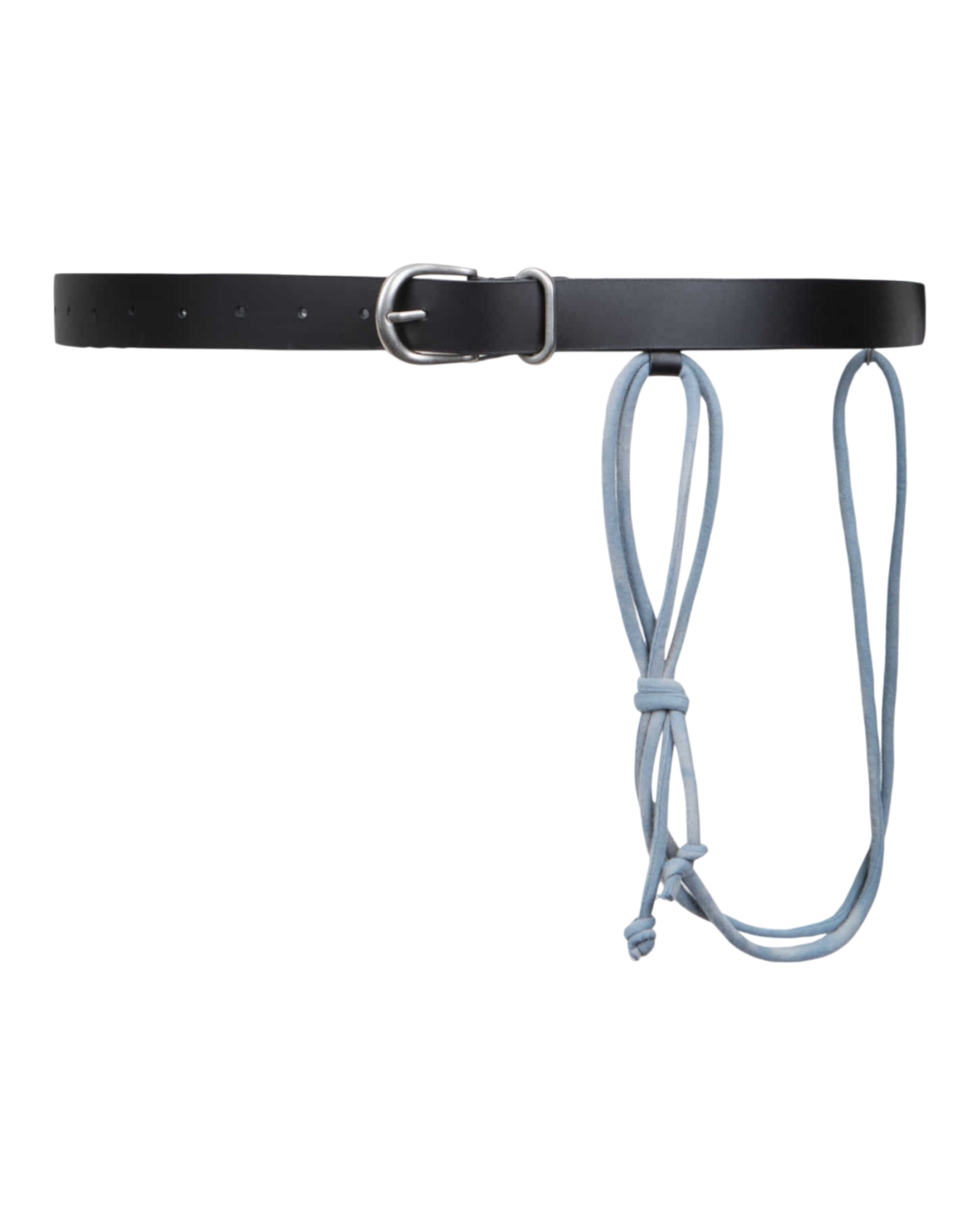 Jiyong Kim Sun-Bleached String Detailed Leather Belt Black