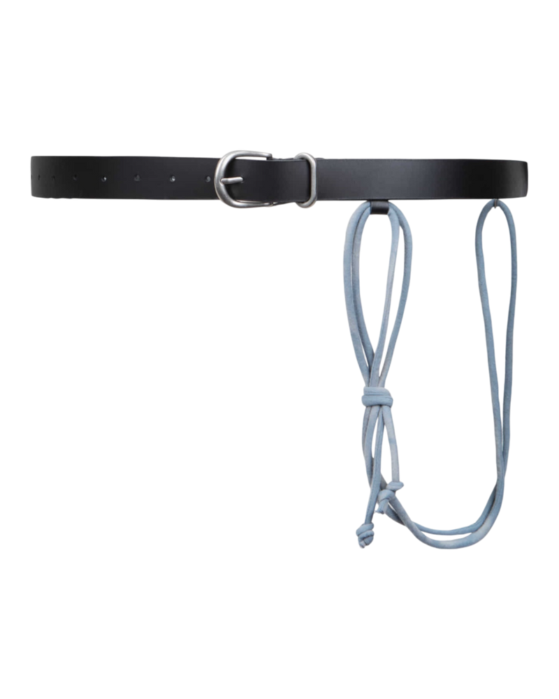 Jiyong Kim Sun-Bleached String Detailed Leather Belt Black