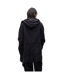 Jiyong Kim Sun-Bleached Double-Breasted Hooded Coat Black