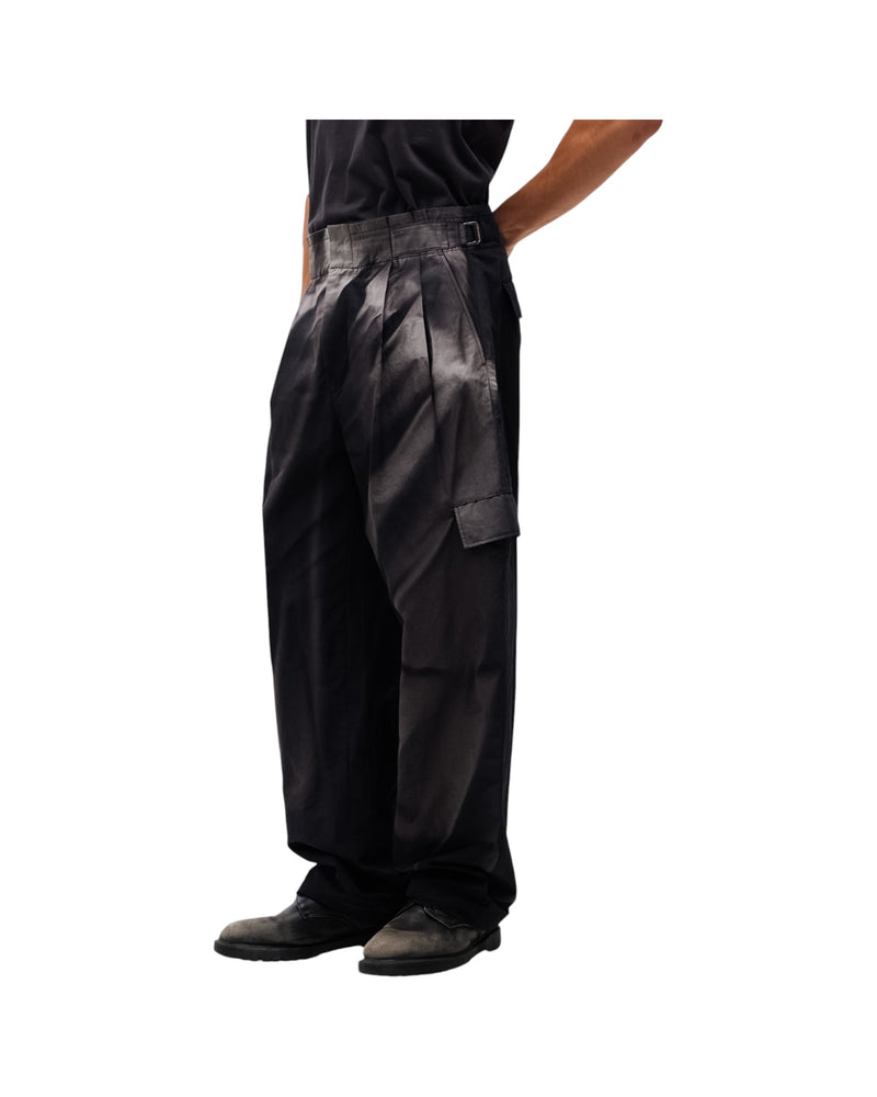 Jiyong Kim Sun-Bleached Pleated Trousers Black