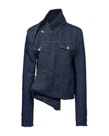Sankuanz Asymmetrical Button Up Denim Jacket