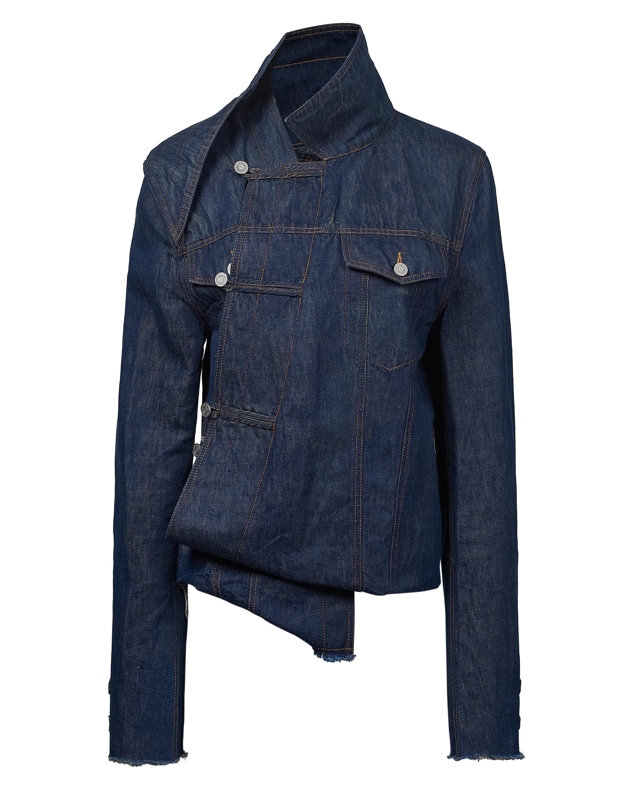 Sankuanz Asymmetrical Button Up Denim Jacket
