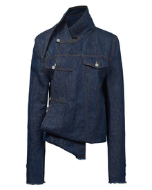 Sankuanz Asymmetrical Button Up Denim Jacket