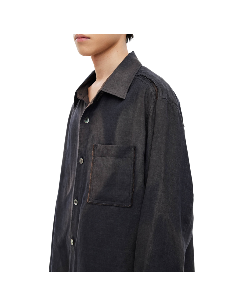 Jiyong Kim Sun-Bleached Raw Edged Shirt Black
