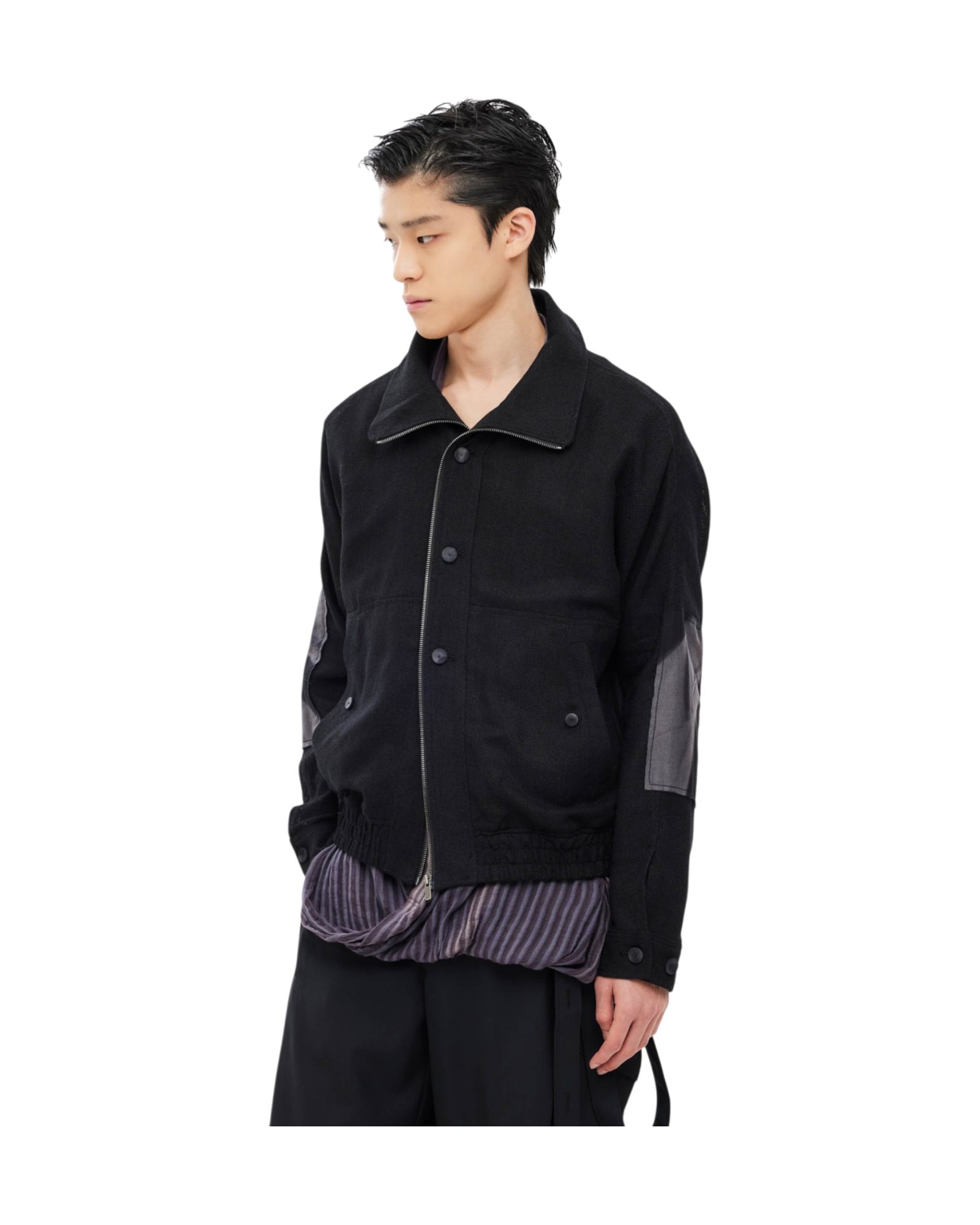 Jiyong Kim Sun-Bleached Double Front Jacket Black