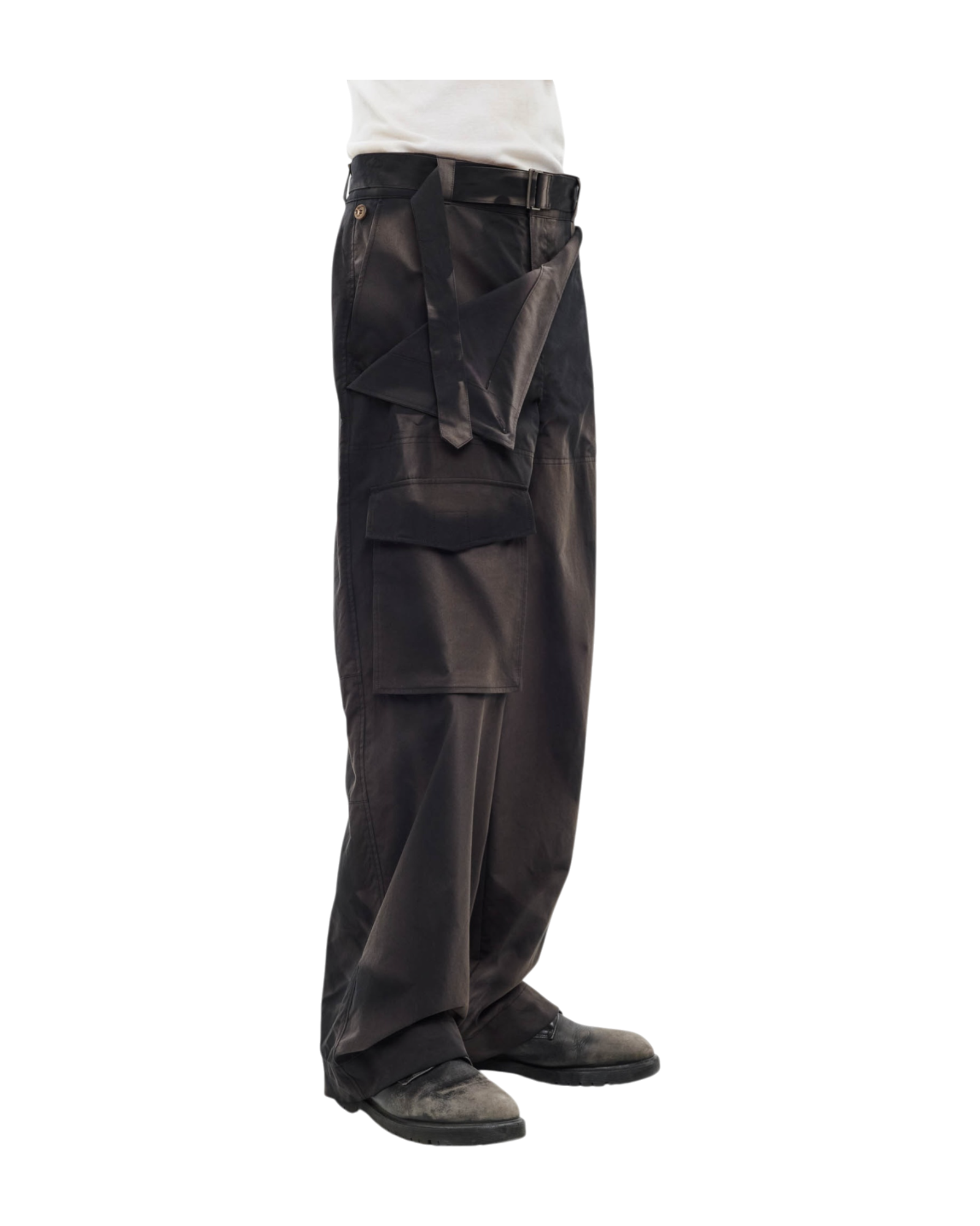 Jiyong Kim Sun-Bleached Double Front Wide Trousers Black