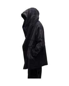 Jiyong Kim Sun-Bleached Double-Breasted Hooded Coat Black