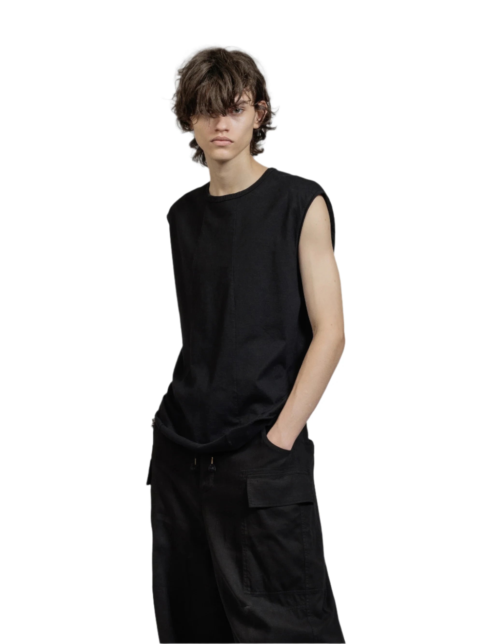 The Viridi-Anne Object Dyed Sleeveless Tee Black