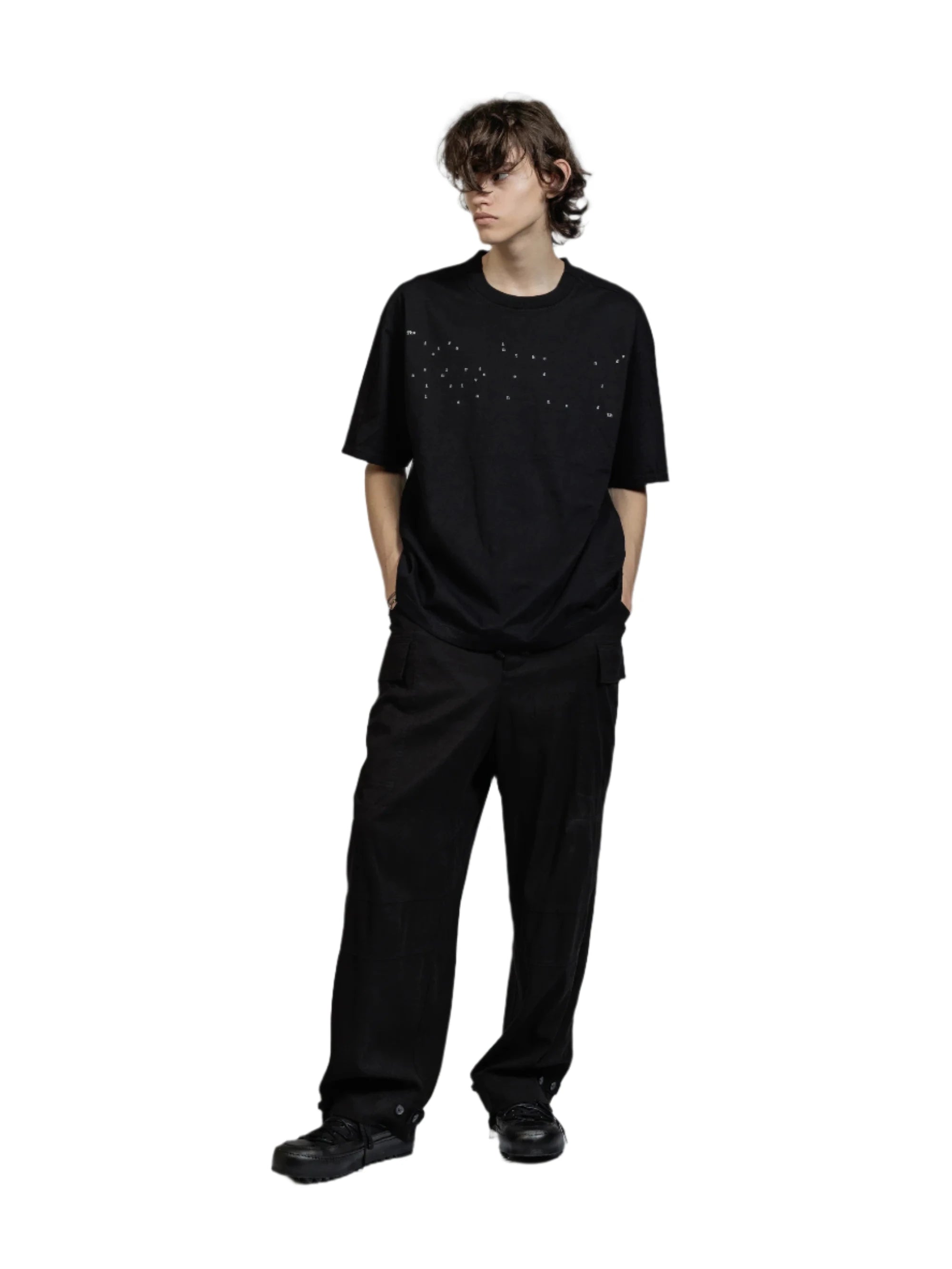 The Viridi-Anne Object Dyed Printed SS Tee Black