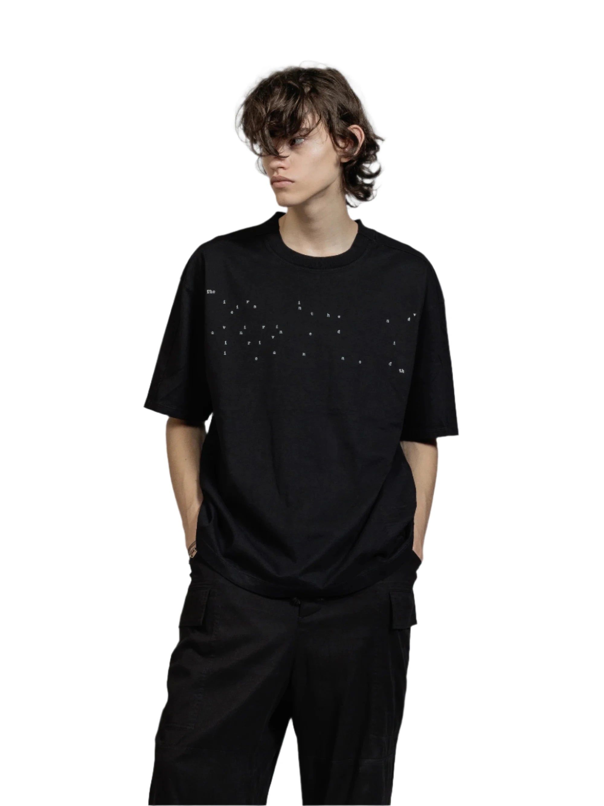 The Viridi-Anne Object Dyed Printed SS Tee Black