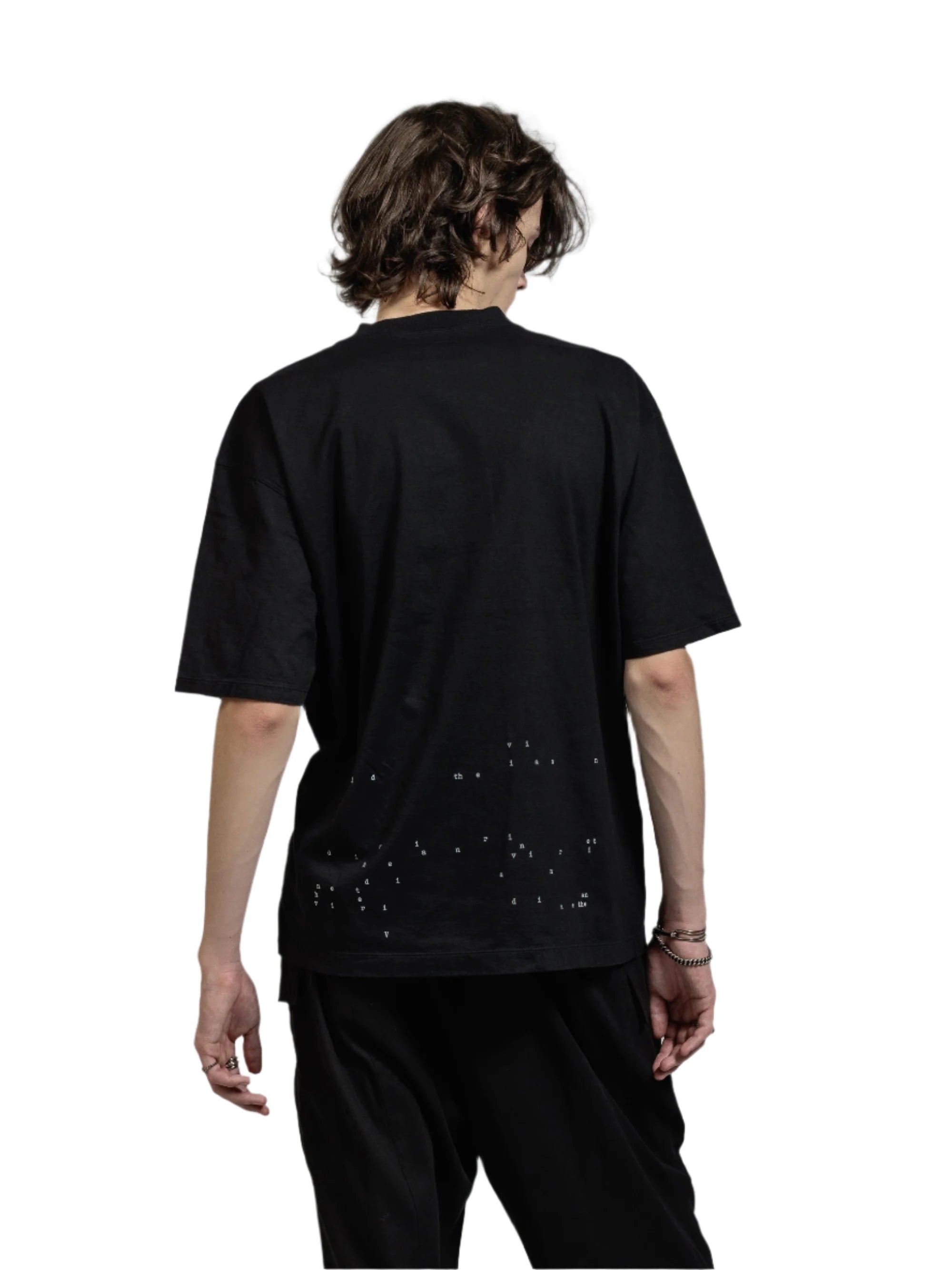 The Viridi-Anne Object Dyed Printed SS Tee Black