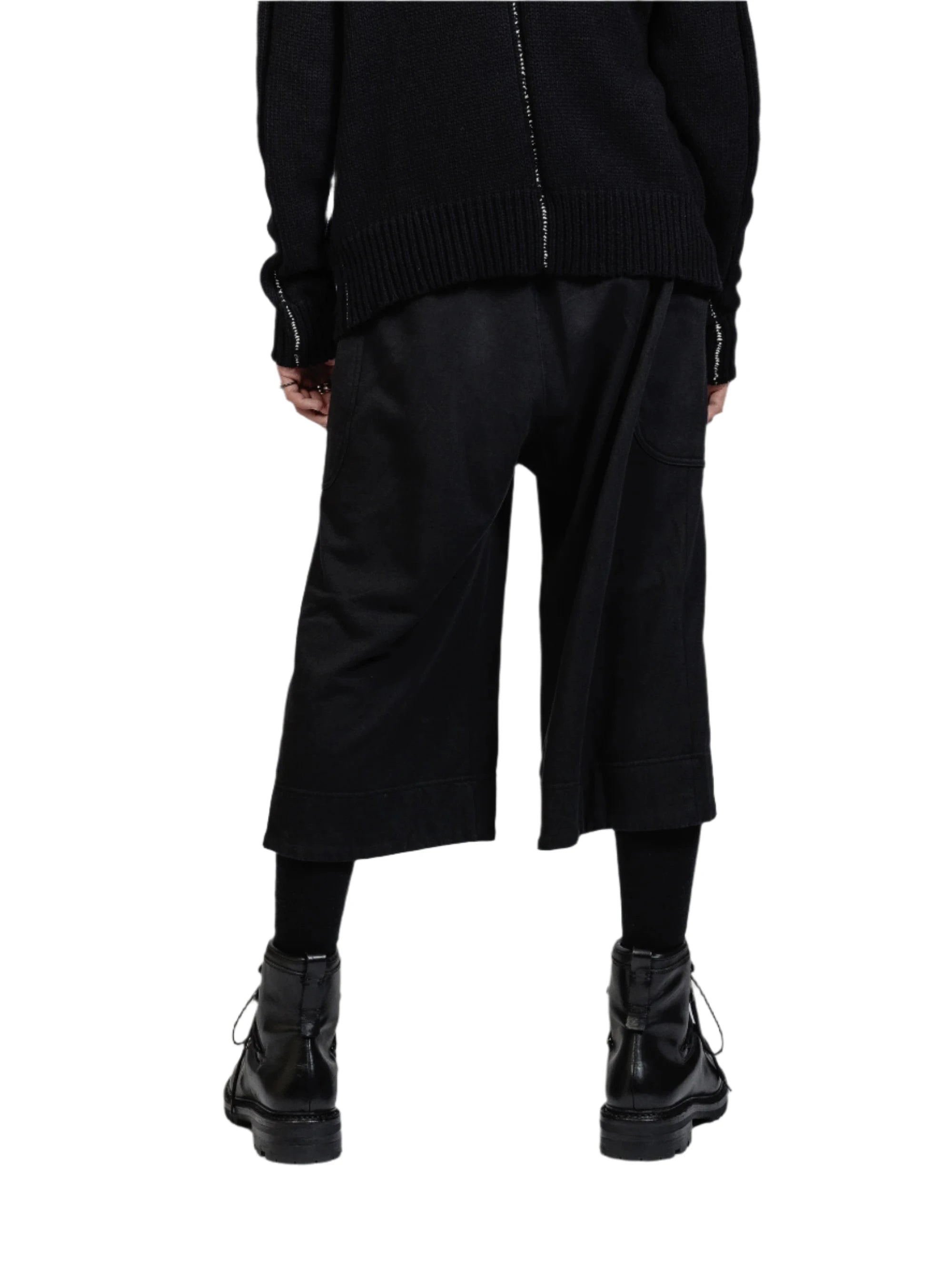 The Viridi-Anne Sweat Cropped Wide Pants Black