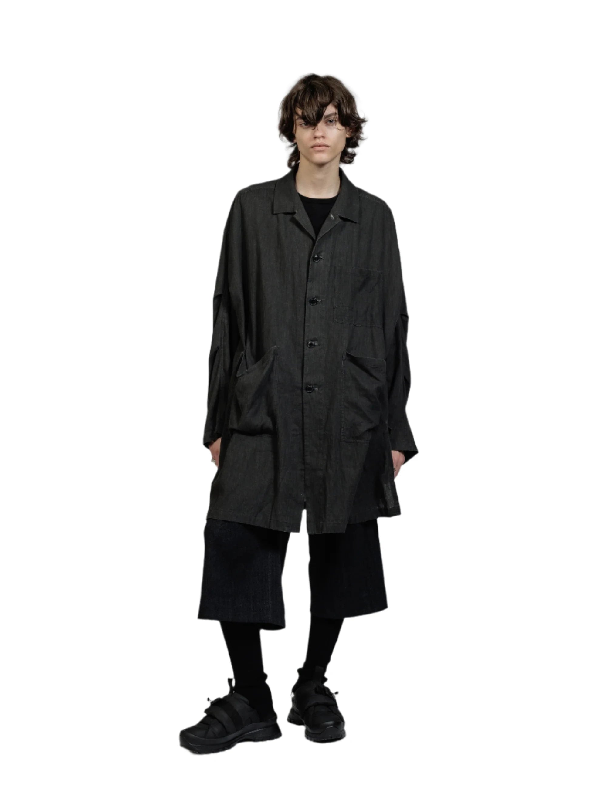 The Viridi-Anne Pigment Printed Viyella Coat Charcoal