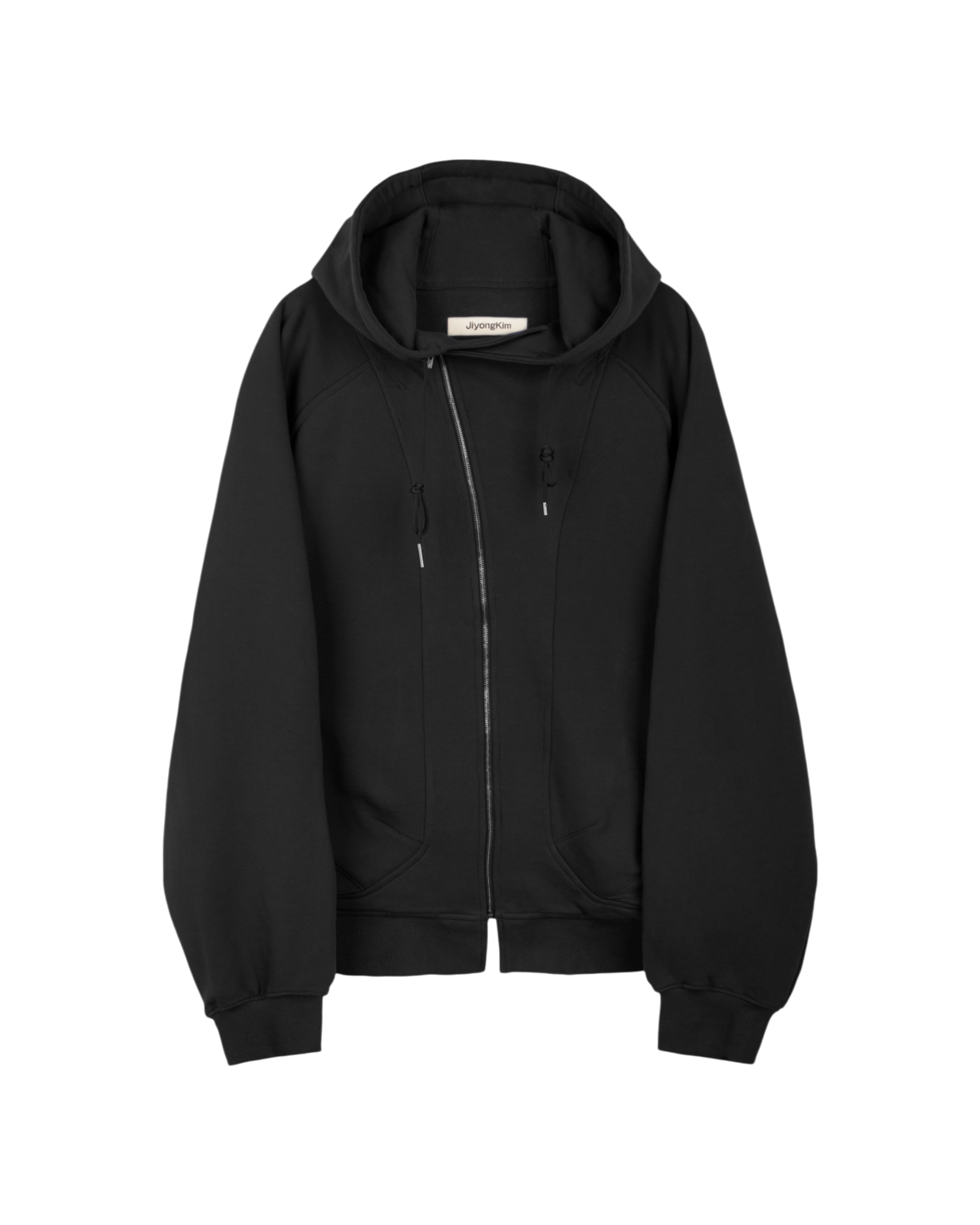 Jiyong Kim Asymmetric Zip-Up Hoodie Black
