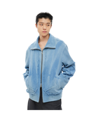 Jiyong Kim Sun-Bleached Raw Edged Jacket Light Blue