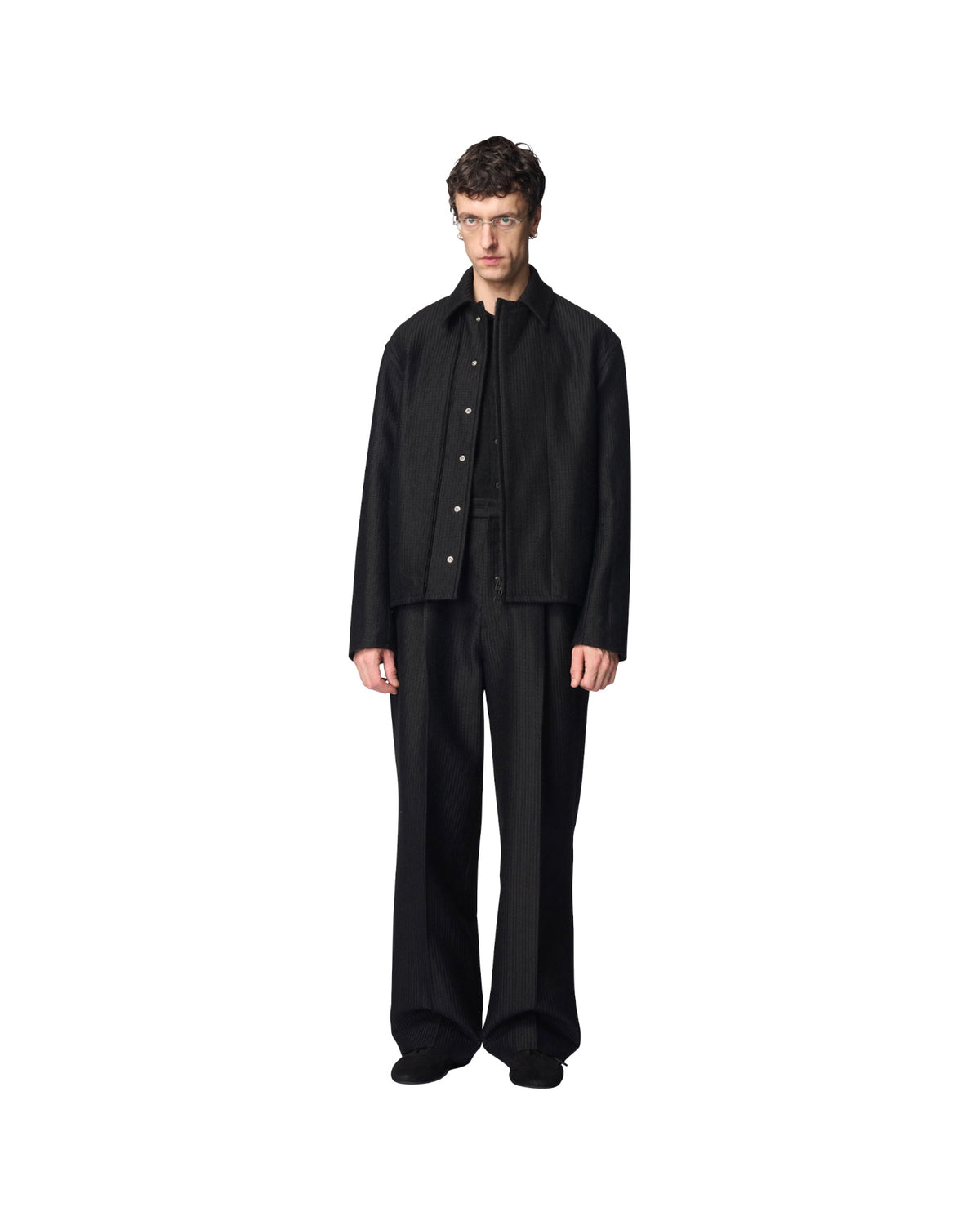 Omar Afridi Cocoon Blouson Jacquard Alpaca Wool Black