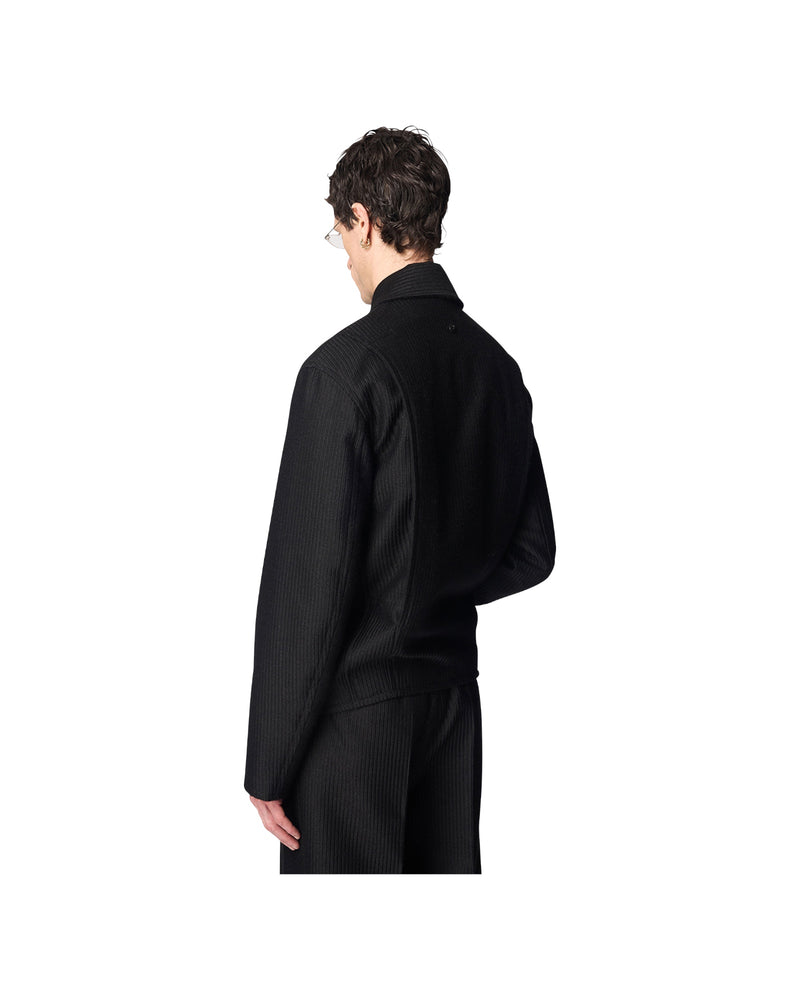 Omar Afridi Cocoon Blouson Jacquard Alpaca Wool Black
