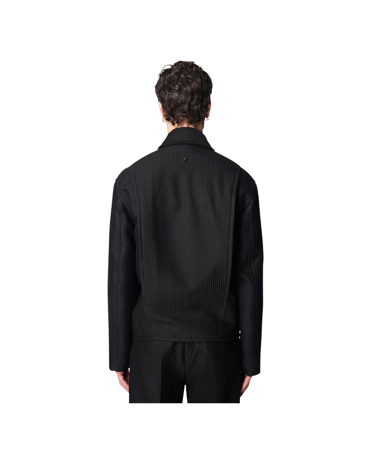 Omar Afridi Cocoon Blouson Jacquard Alpaca Wool Black