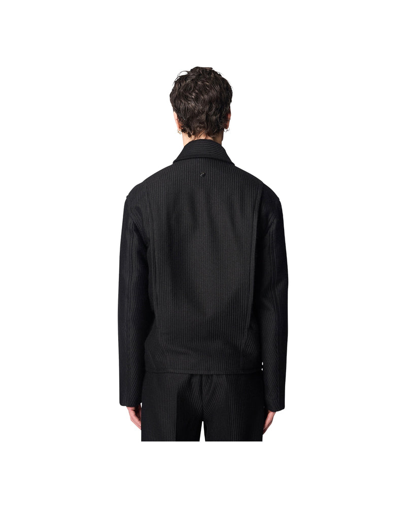 Omar Afridi Cocoon Blouson Jacquard Alpaca Wool Black