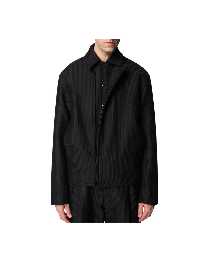 Omar Afridi Cocoon Blouson Jacquard Alpaca Wool Black