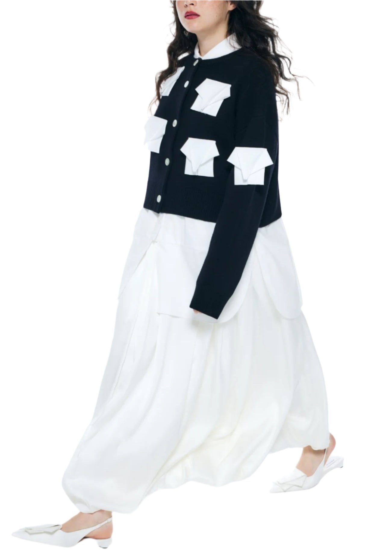 Enfold Motif Elephant Knitted Cardigan Black