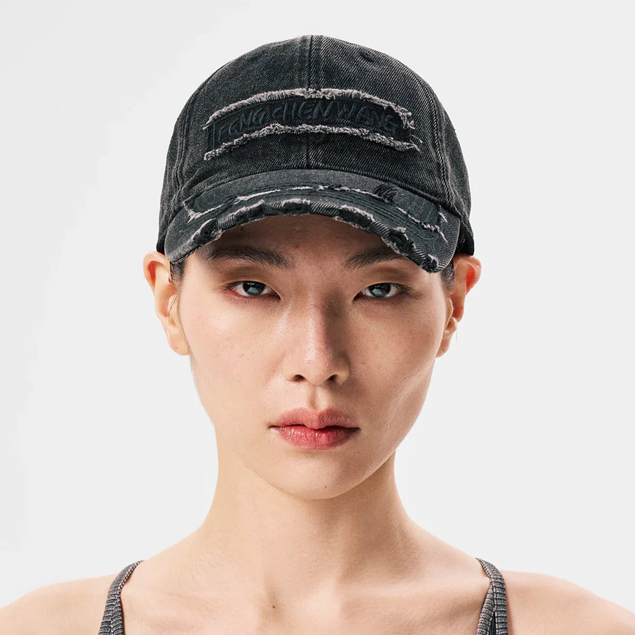 FengChenWang Black Washed Denim Baseball Cap