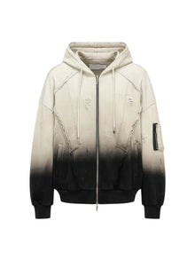 FengChenWang Gradient Washed Deconstruction Zip Hoodie